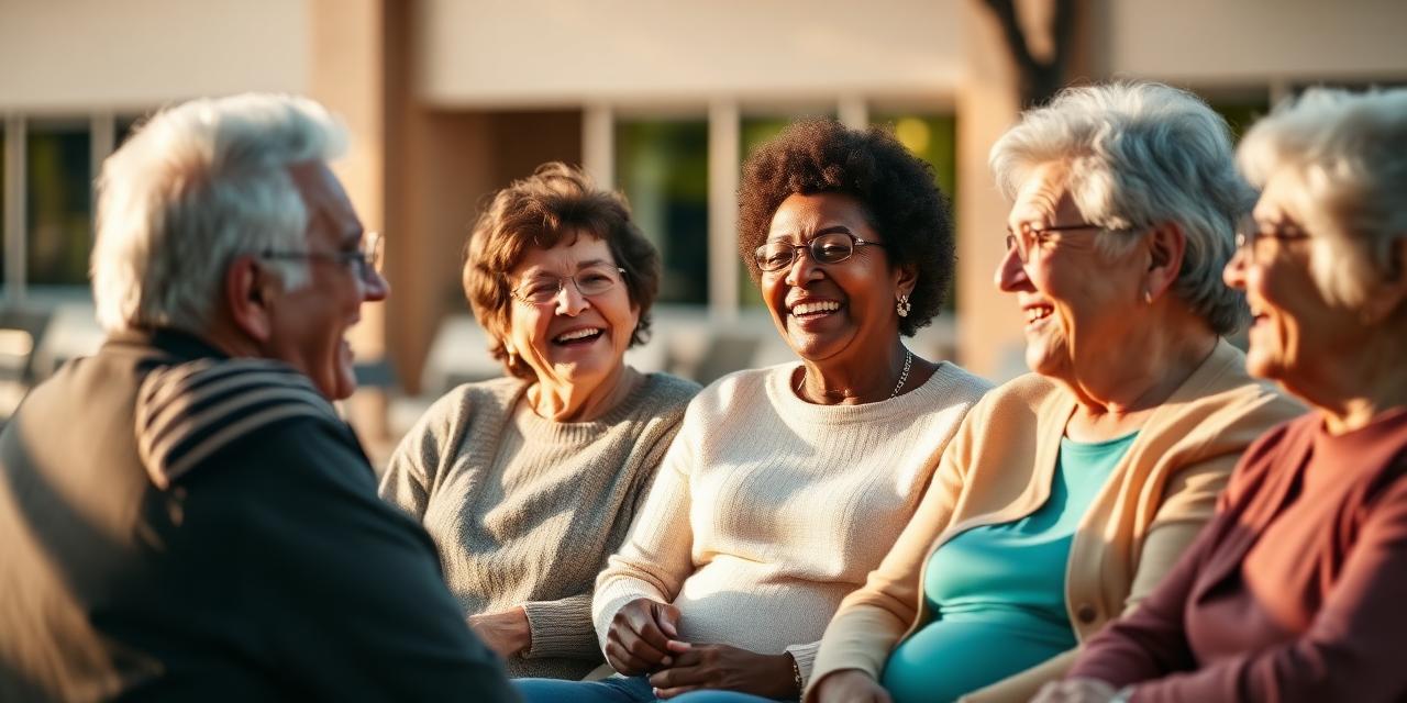 Group of older adults laughing together outdoors