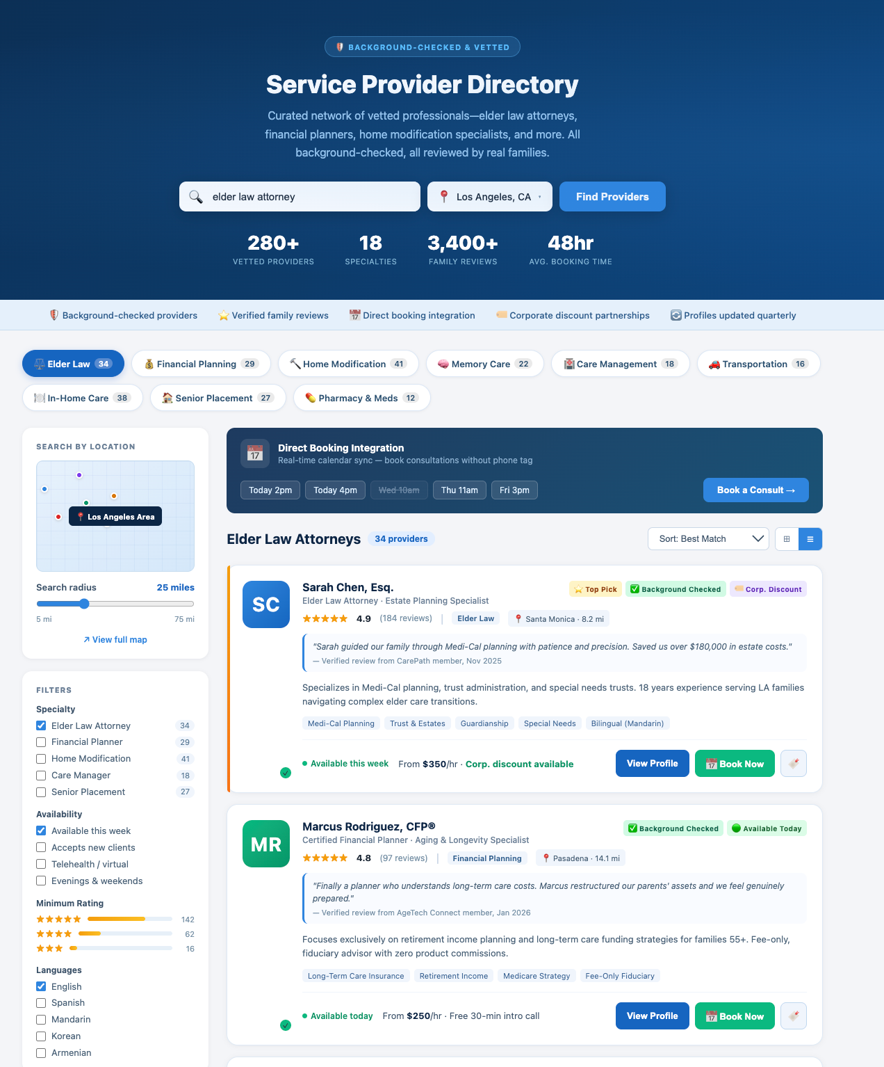 Service Provider Directory interface